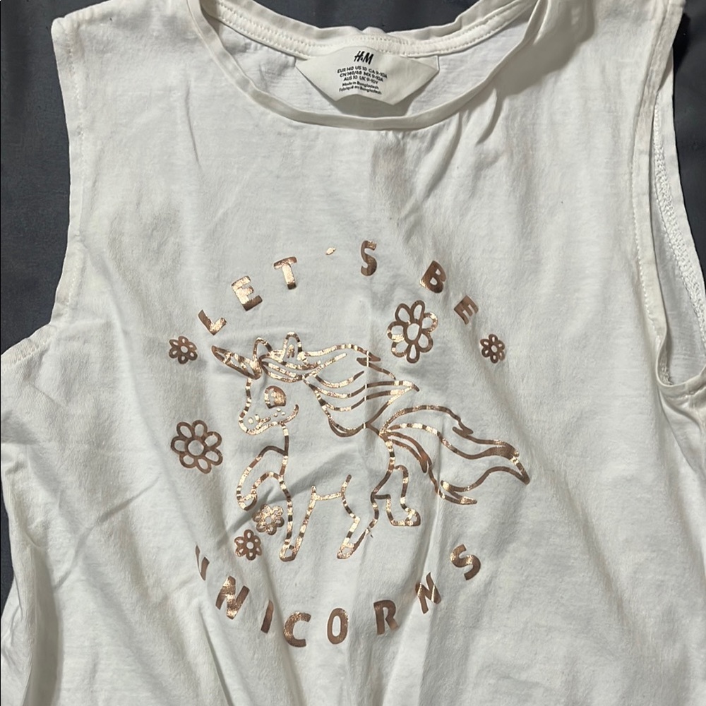H&M Cream Unicorn Graphic Tank
